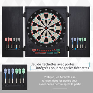 Cible jeu de fléchettes électronique refermable 27 jeux 202 variations jusqu'à 8 joueurs affichage LED haut-parleur noir