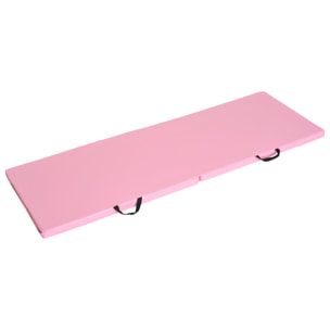 Tapis de gymnastique yoga pilates fitness pliable portable grand confort 180L x 60l x 5H cm revêtement synthétique rose