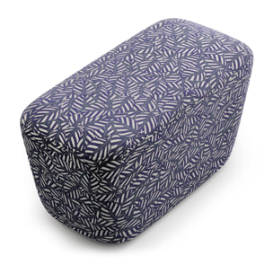 Pouf "Triana" en velours motif bleu marine