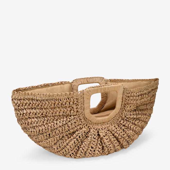 Bolso de mano tostado en rafia