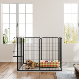 Parque para Mascotas Vallas para Perros de 8 Paneles 80x120 cm con Puerta y Doble Pestillo Corralito para Perros Grandes Medianos y Pequeños de Acero para Interior y Exterior Negro