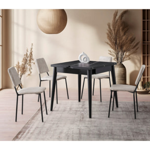 VOLI - Table à manger 6 personnes gris et noir 180 cm