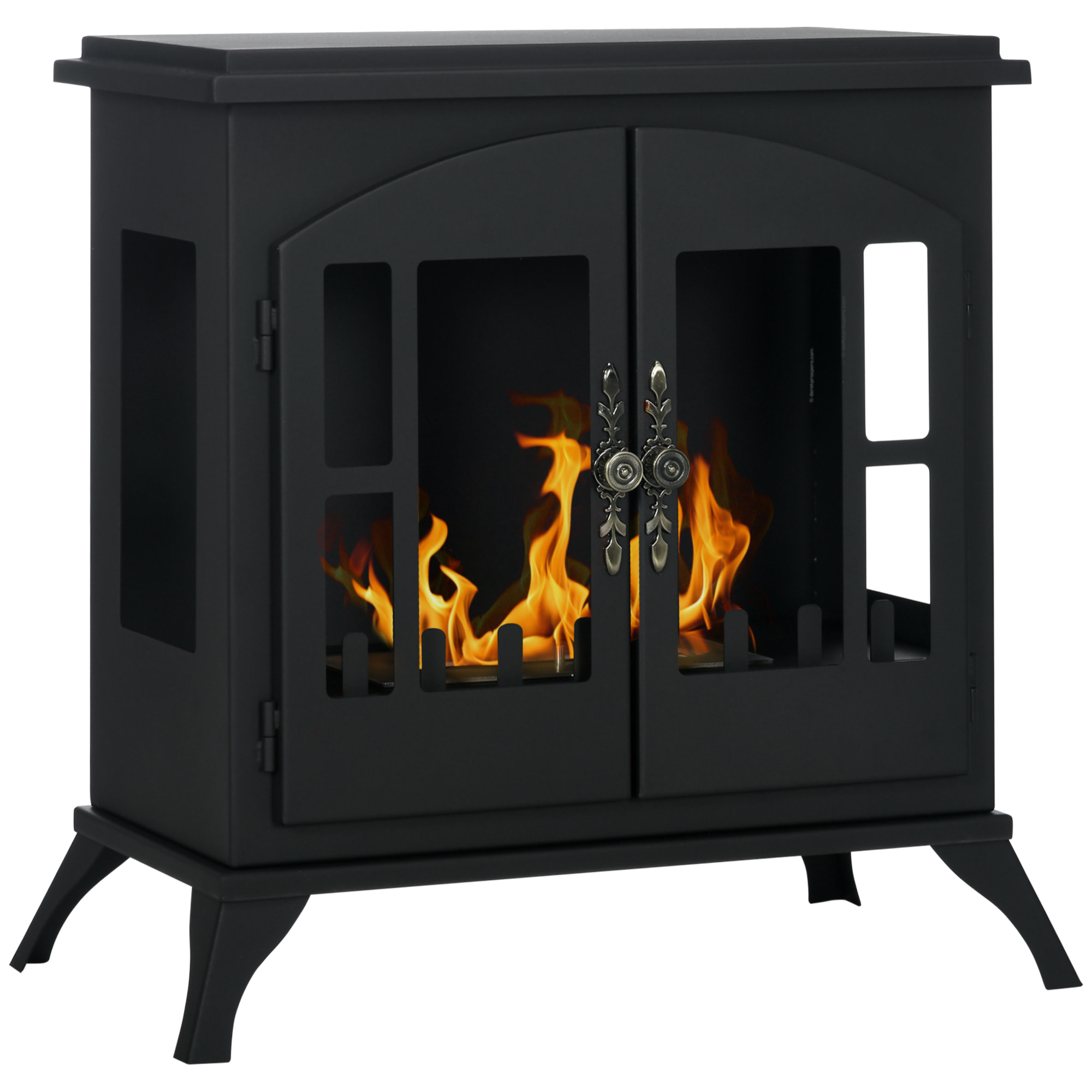 Chimenea de Bioetanol Estufa de Bioetanol de Pie con Tanque de 0,9 L Apagallamas de Acero Inoxidable Tiempo de Combustión 3H para Interiores 20-25 m² 55x31x55 cm Negro