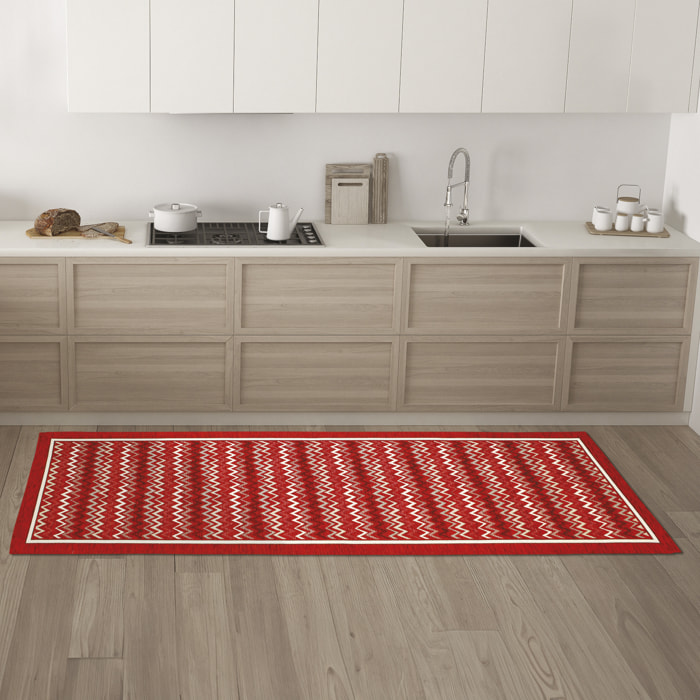 TAPPETO DA CUCINA DIS.ZIG ZAG COL.VERDE GIUNGLA 57X85 CM ANTISCIVOLO