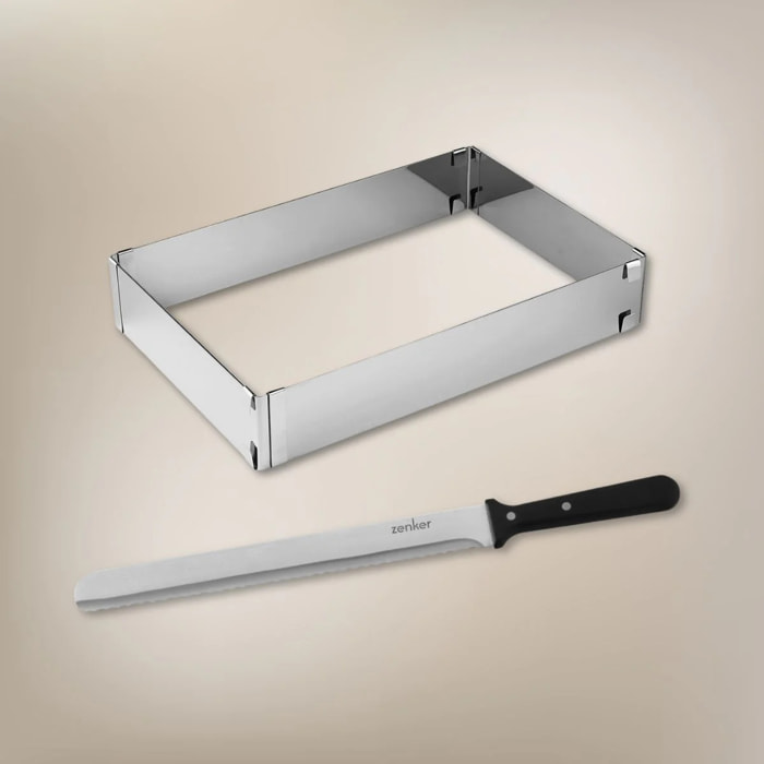 Cadre à gâteaux rectangulaire réglable et couteau à pâtisserie 30 cm Zenker Smart Pastry