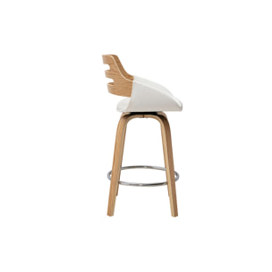 Tabourets de bar scandinaves pivotants blancs et bois clair H65.5 cm (lot de 2) PERNIK
