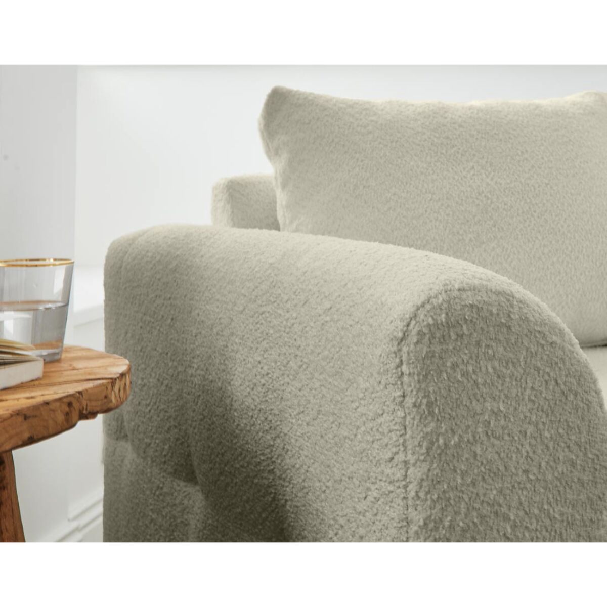 Rune - fauteuil - en tissu bouclette - Beige