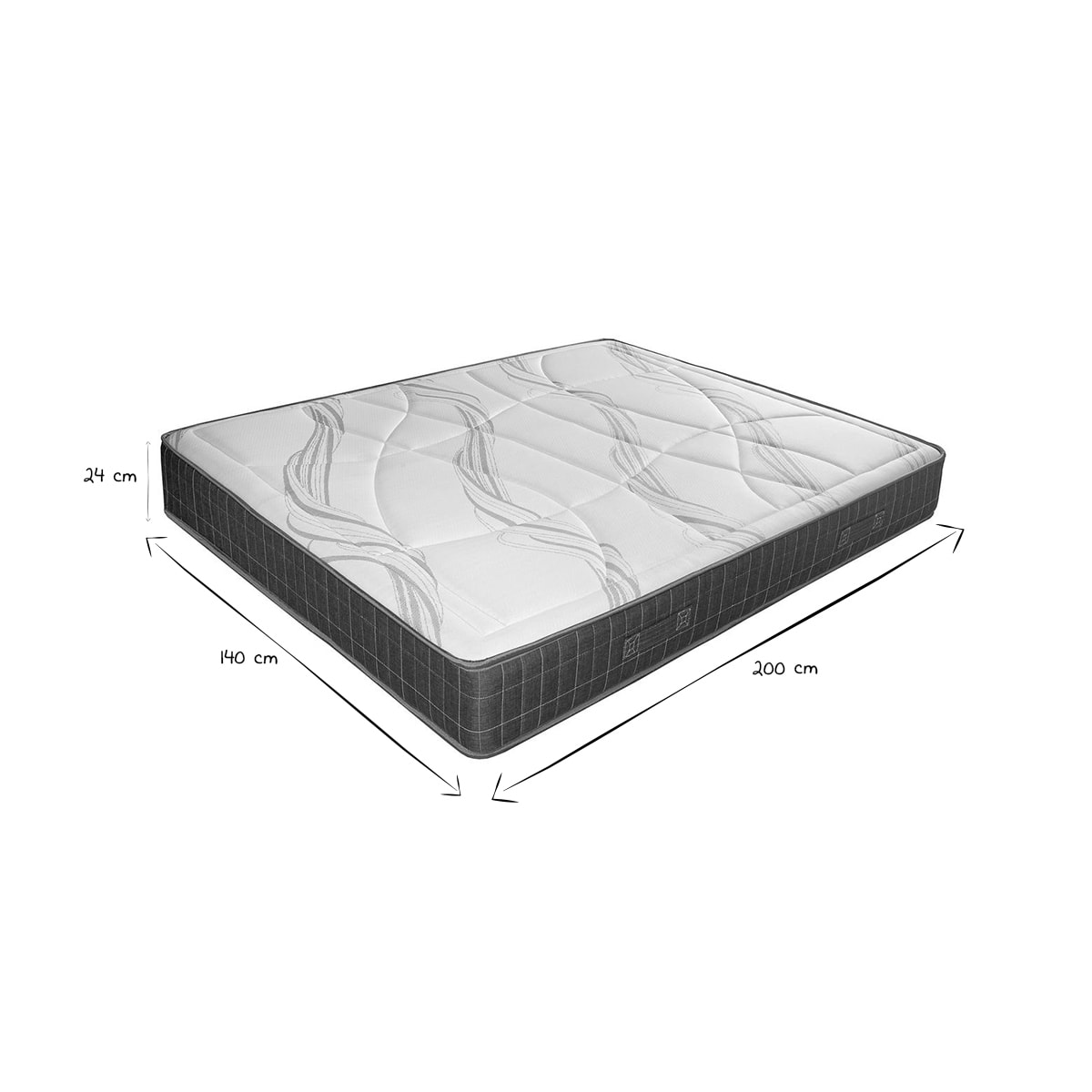 Matelas 140x200 avec accueil mousse à mémoire de forme 24 cm JIMY