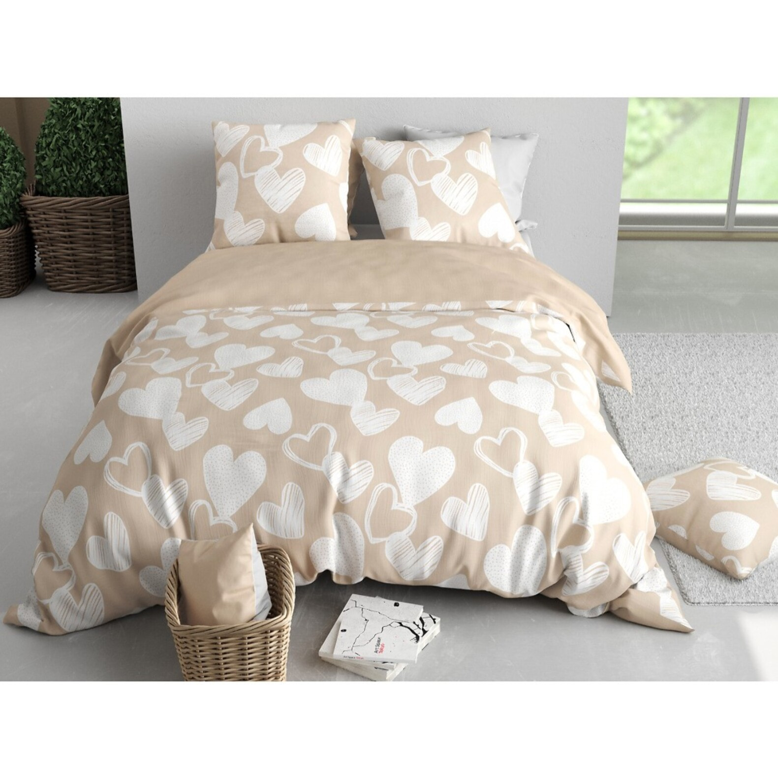 Parure Housse De Couette 3pcs 100% Coton 57 Fils TONIE