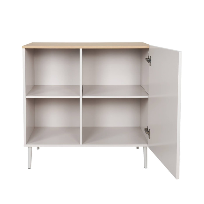 Buffet, meuble de rangement métal et décor bois 1 porte 80cm ASHTON