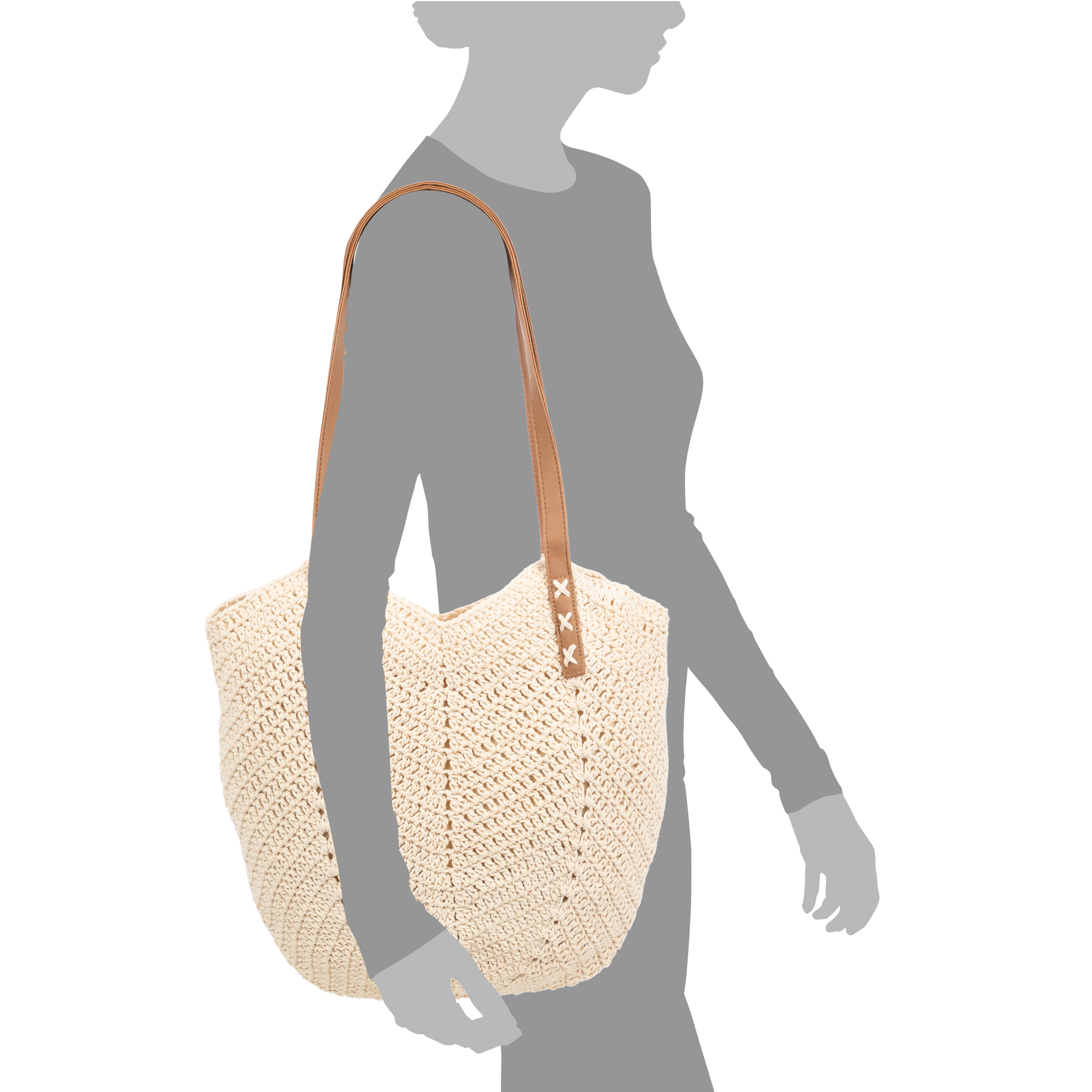 Benetutti Bolso de hombro Mujer. Tejido Algodón Crochet.