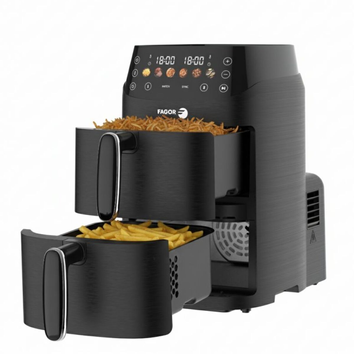 Friteuse à air chaud Air fryer double panier 5L 2000W Noir Fagor FG3301