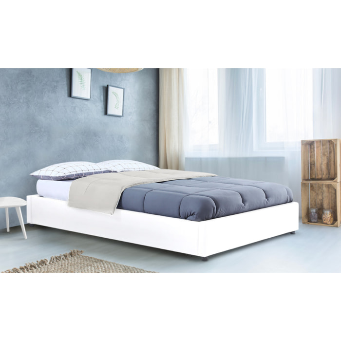 Lit coffre avec sommier Otto - Blanc - Similicuir