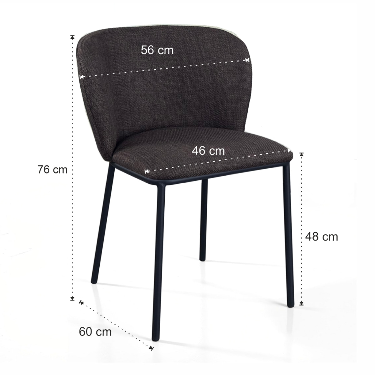 Lot de 4 chaises de salle à manger Tomasucci NENE', en tissu, marron foncé, marron, 60 × 56 × 76 cm