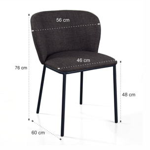 Lot de 4 chaises de salle à manger Tomasucci NENE', en tissu, marron foncé, marron, 60 × 56 × 76 cm