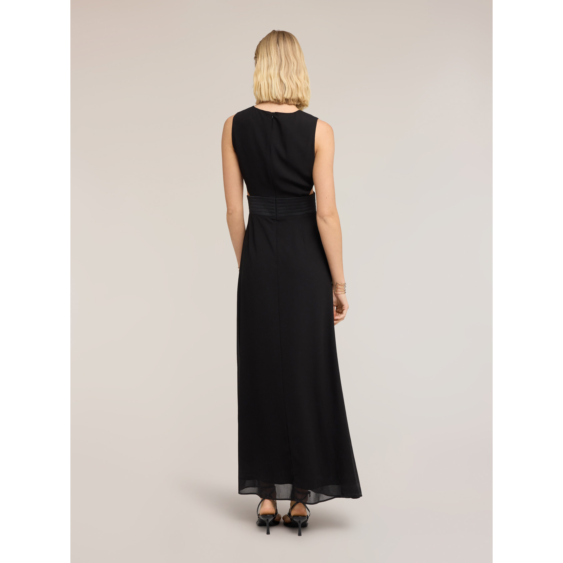 Motivi - Vestito lungo in georgette con cut-out - Nero