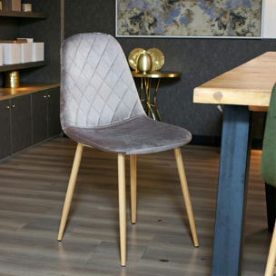 Chaise capitonnée velours gris taupe HAWAI (lot de 2)