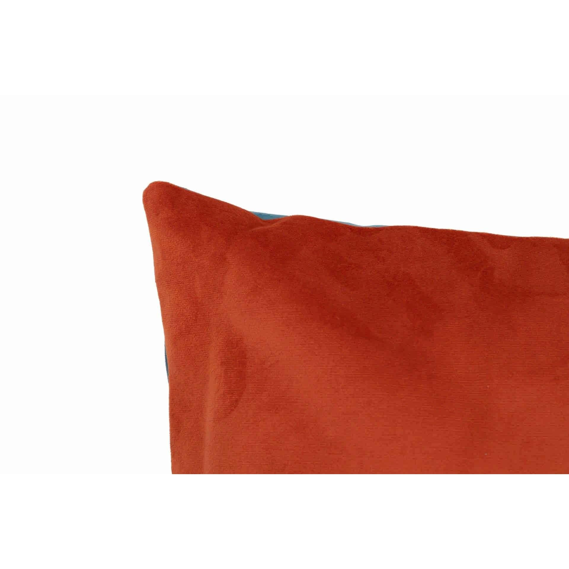 Cojin Velvet Naranja Azul 45x13x45 Cm