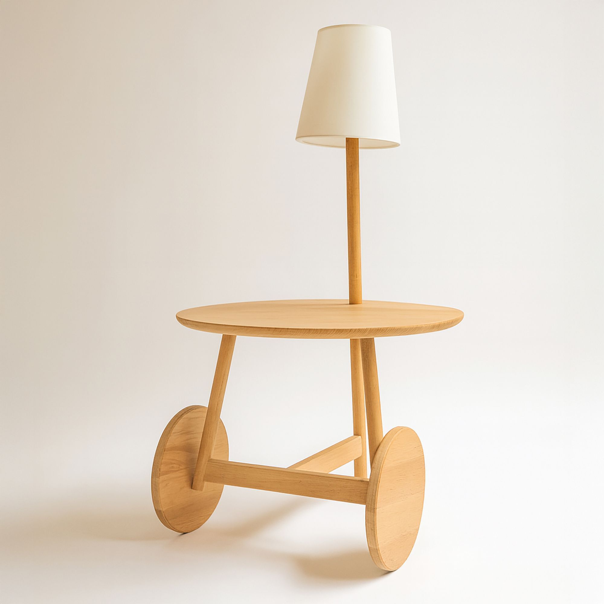 Table d'appoint en teck avec lampe