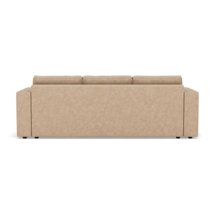 Topaze - canapé droit 3 places convertible avec coffre en simili - Beige