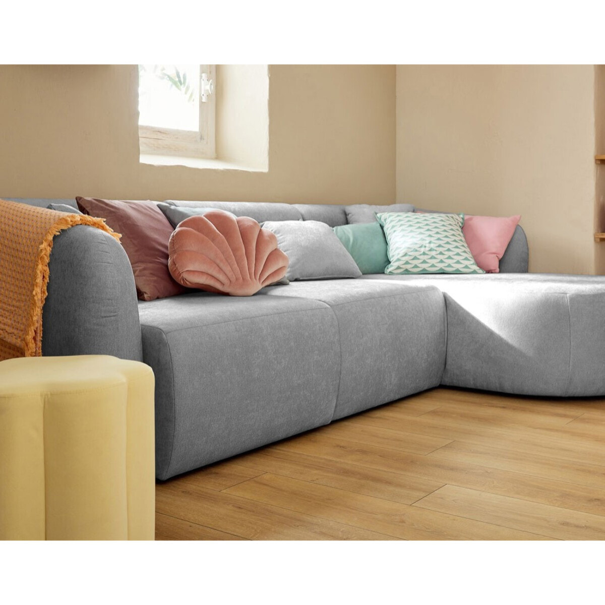 Ikare - module d'assise méridienne droit - en tissu - Gris clair