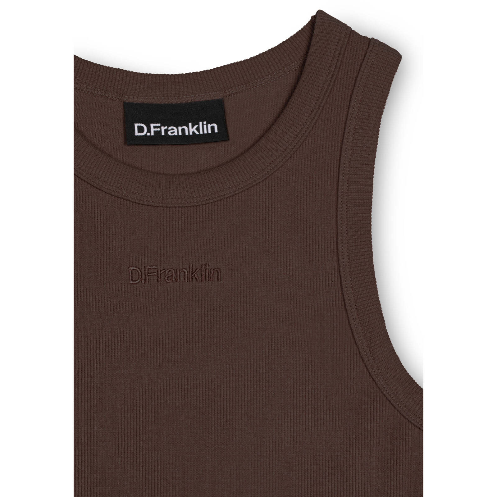 Camiseta Mujer sin Mangas Rib Tank Top Marrón