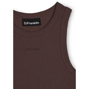 Camiseta Mujer sin Mangas Rib Tank Top Marrón