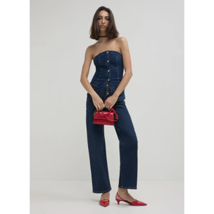 Jeans wide leg fascia doppia