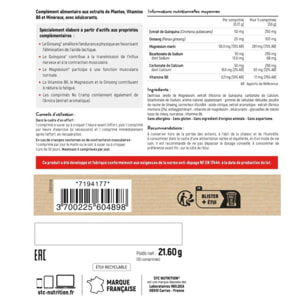 STC NUTRITION - No Cramp - Favorise la contraction musculaire - Anti-crampes & anti-acide lactique - Aide à lutter contre la fatigue - Sans Gluten - Marque Française - Cure 30 jours