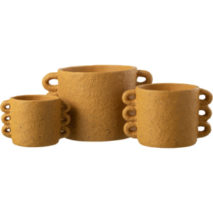 J-Line cache-pot Zenia - céramique - ocre - large - Ø 23 cm