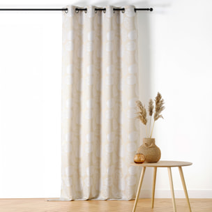 Rideau à Oeillets Motif Feuillage avec Relief - Blanc