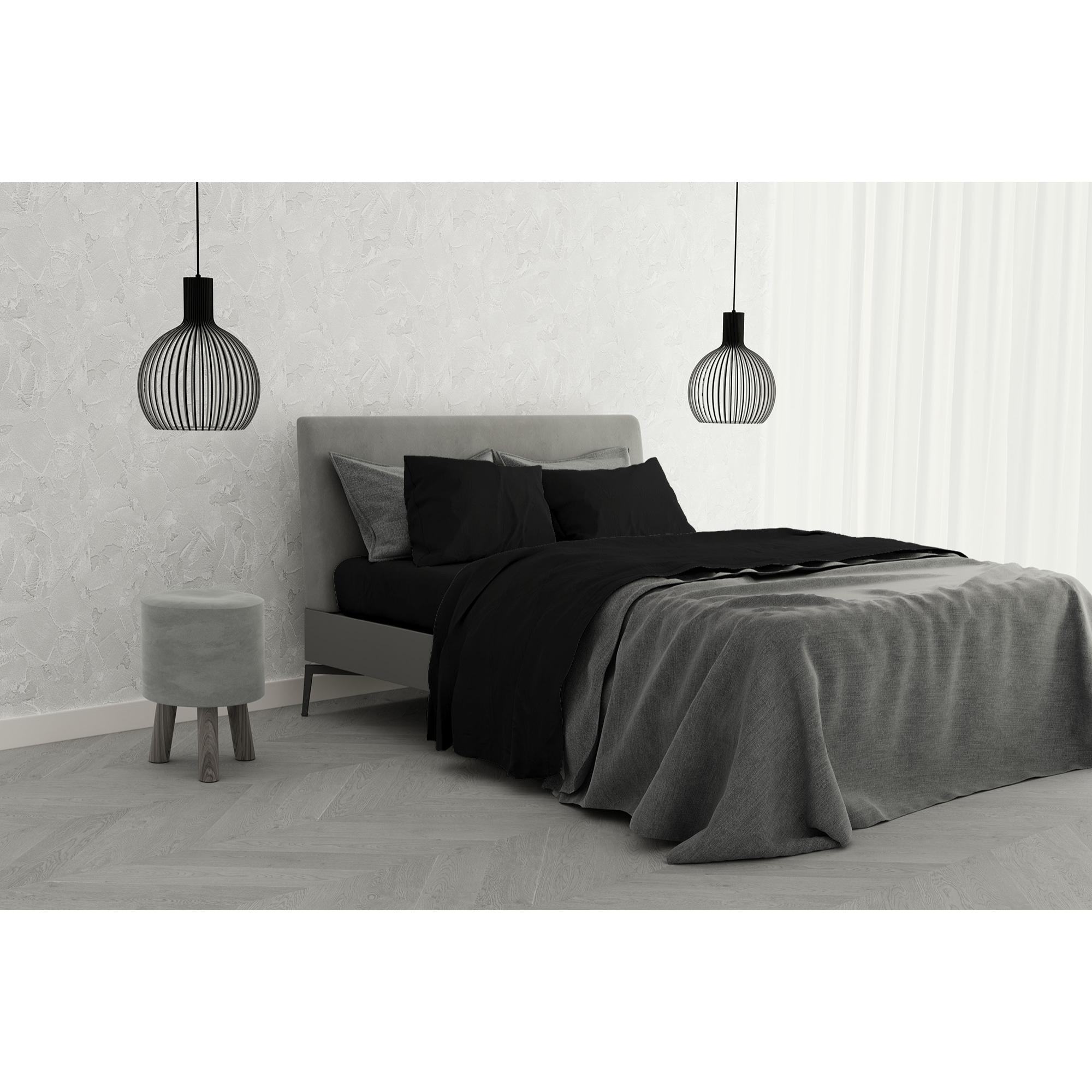 COMPLETO LETTO ELEGANT MADE IN ITALY MICROFIBRA - NERO MATRIMONIALE