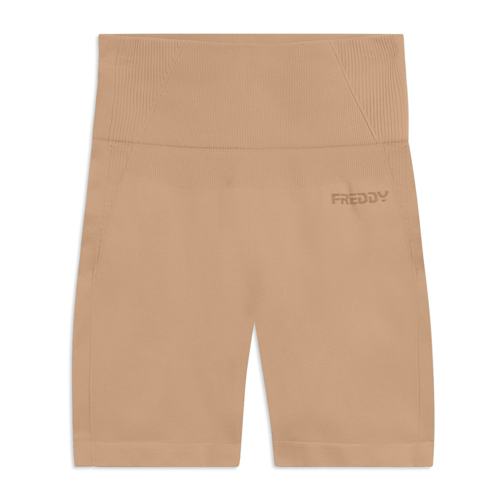 Leggings Corti Seamless con Vita Alta e Inserti in Costina