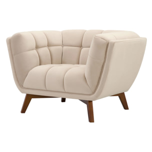 Fauteuil en velours beige - Mona