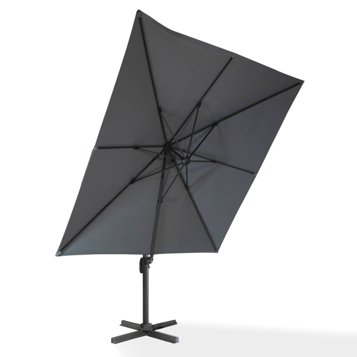 Parasol Sombra 360° carré avec housse de protection - Gris