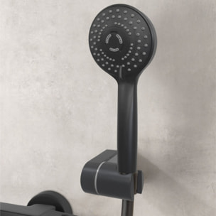 Mitigeur bain douche thermostatique PAINI Ruby + Minikit douchette 3 jets rond Ruby Noir mat