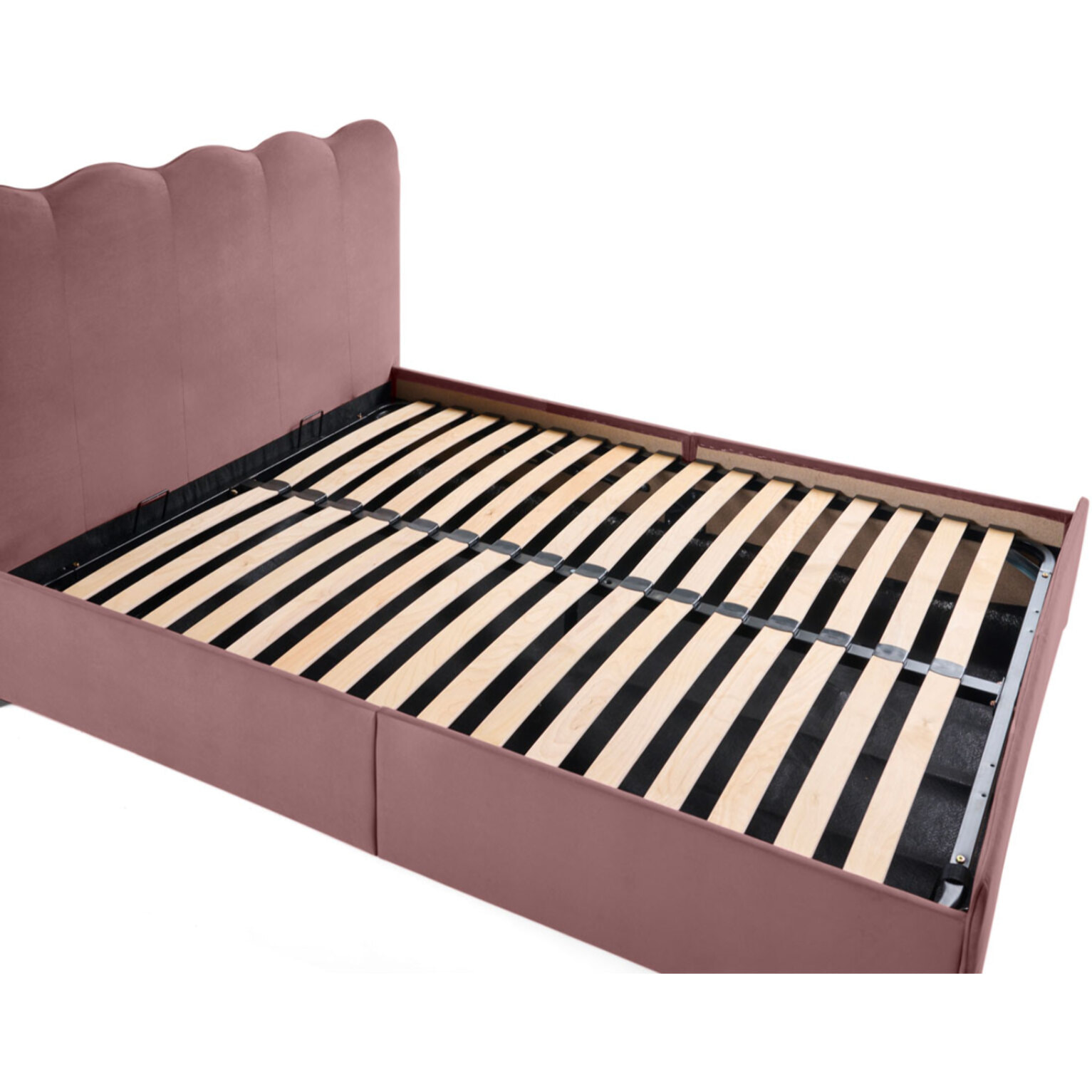 Kahlo - lit coffre - 140x190 - en velours - sommier inclus - Rose