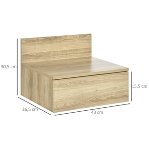 2 Mesitas de Noche Flotantes Juego de 2 Mesillas de Noche de Pared con Cajón de Almacenamiento para Dormitorio Habitación Hogar 43x36,5x30,5 cm Natural