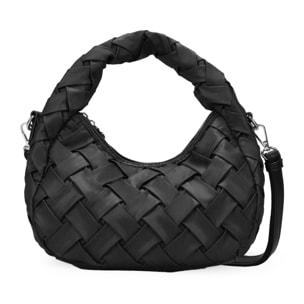 Bolso pequeño negro con trenzado y cremallera