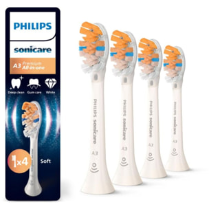 Brossette dentaire PHILIPS Sonicare lot de 4 - HX9094/87  white All in One A3