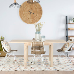 Table à manger extensible Blay -bois massif et placage naturel de mindi-couleur naturel 90 x 78 x 90 cm