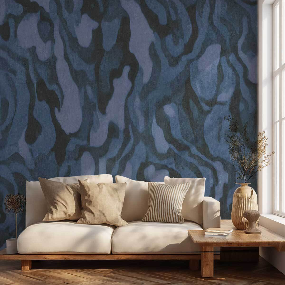 Papier peint Bois Précieux Indigo Intissé