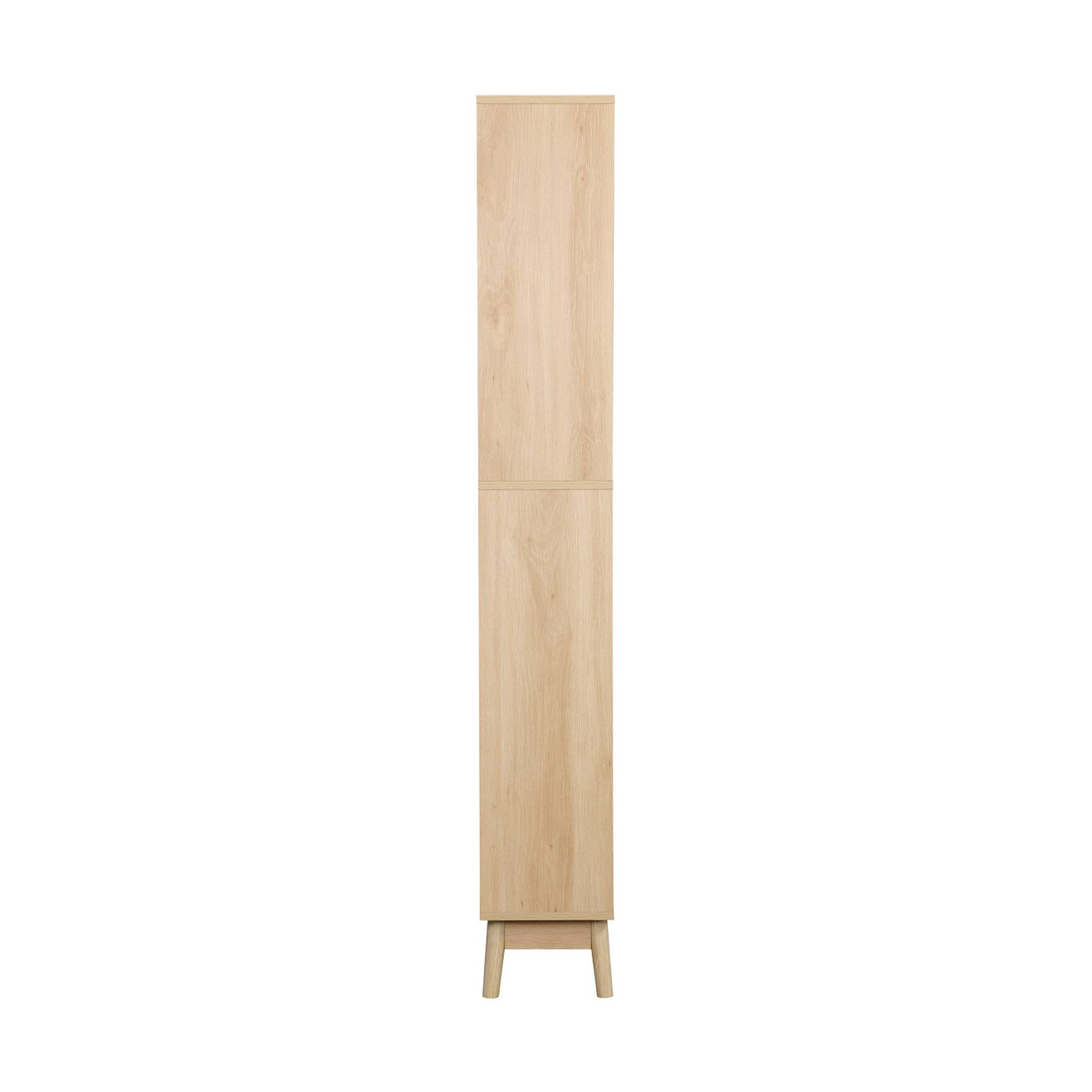 Colonne de rangement décor bois LINEAR 3 étagères 2 tiroirs. 35 x 25 x 167 cm. Naturel