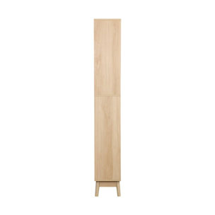 Colonne de rangement décor bois LINEAR 3 étagères 2 tiroirs. 35 x 25 x 167 cm. Naturel