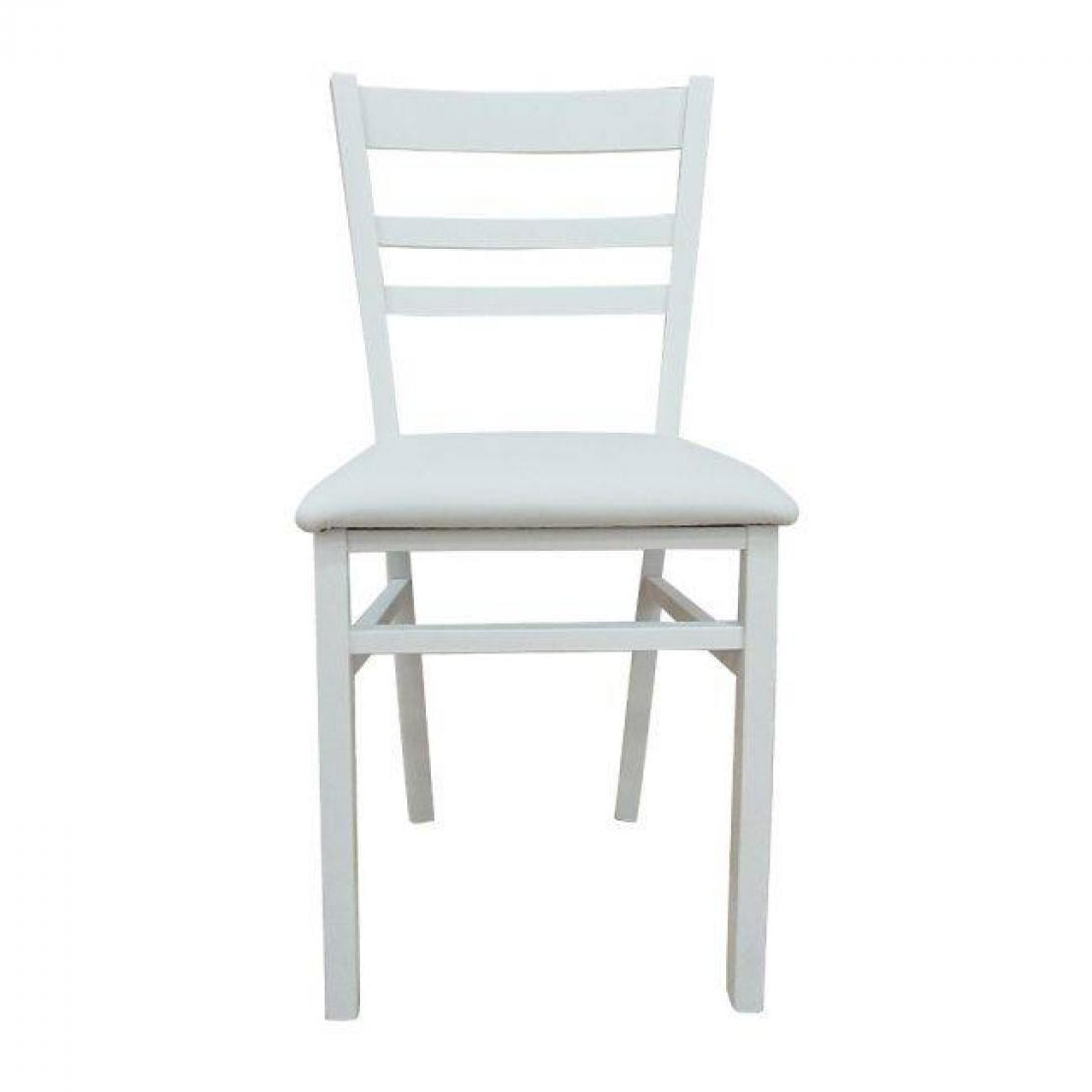 Sedia classica in legno ed ecopelle, per sala da pranzo, cucina o salotto, Made in Italy, cm 41x43h87, colore Bianco