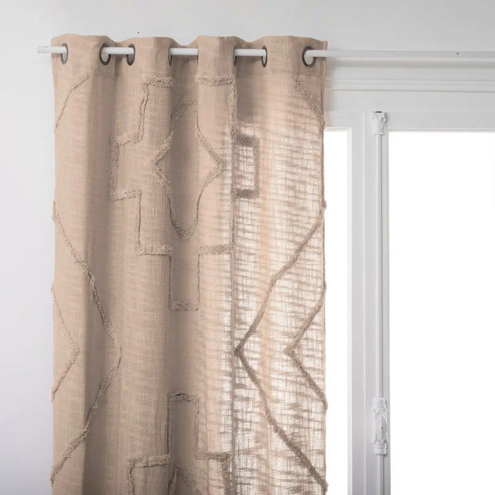 Rideau "Inca" en coton blanc ivoire 130x260cm