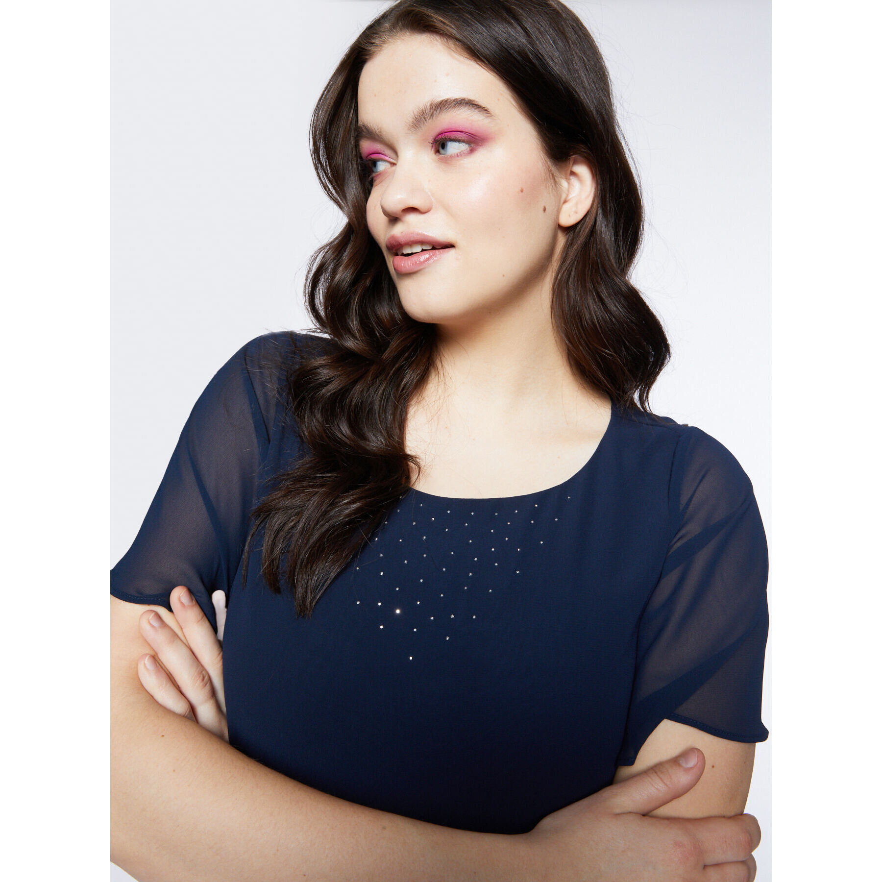 Fiorella Rubino - Vestido elegante con superposiciones. - Azul
