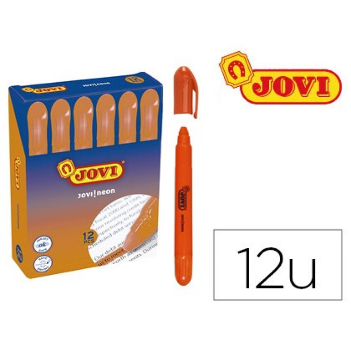 Marcador de cera gel jovi fluorescente naranja caja de 12 unidades