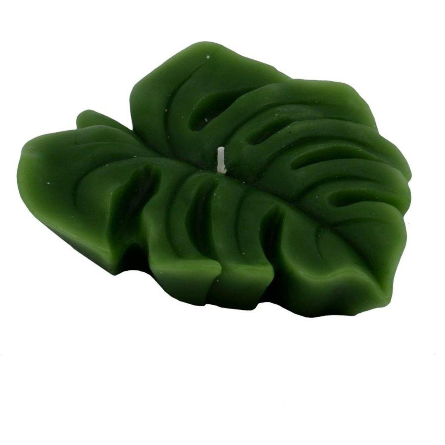 Candela a forma di foglia verde cm12x14,5h3,9
