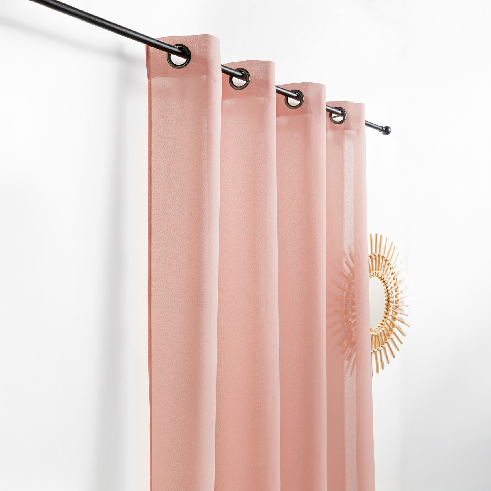 Voilage  - Effet naturel avec fils en relief - Rose